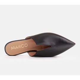 Marco Shoes Leather slippers with a cutout black 6