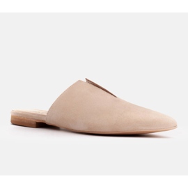 Marco Shoes Suede slippers with a cut-out beige 1