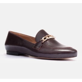 Marco Shoes Ballerinas with a gold chain brown 2