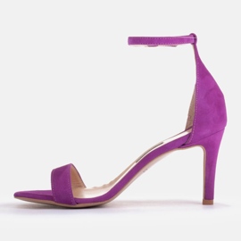 Marco Shoes Elegant sandals made of natural suede violet 1