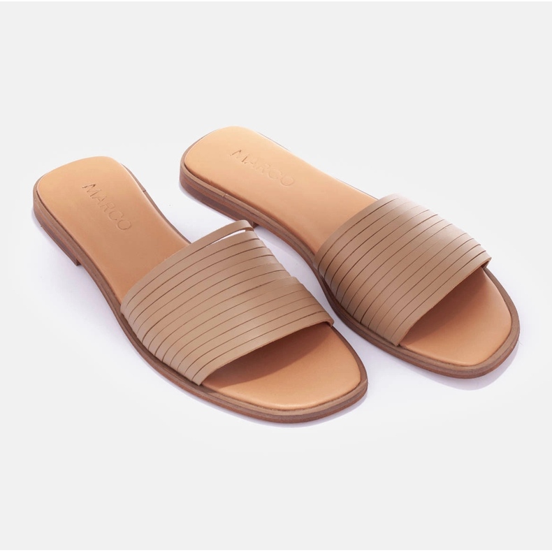 Marco Shoes Leather slippers beige 1
