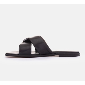 Marco Shoes Leather flip flops on a flat bottom black 2