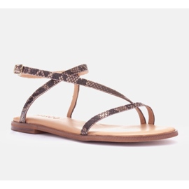 Marco Shoes Leather sandals with a flat bottom brown 1