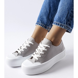 Gray sneakers on a thick Fortunata platform grey 1