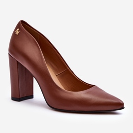 Leather Pumps on a High Heel Laura Messi 2624/237 Brown 1