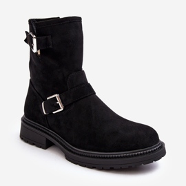 Women's Flat Heel Boots With Buckles Black Bliggore 1