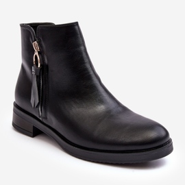 PE1 Leather Women's Flat Boots Black Vasica 2