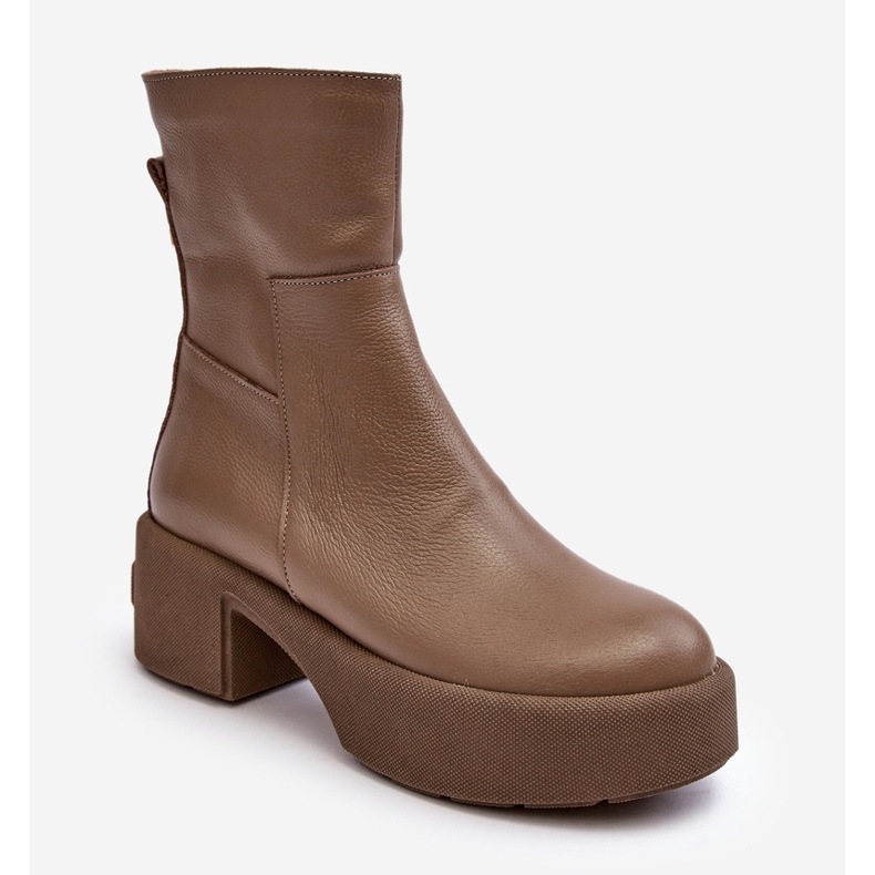 Lemar Volavola Lemar Low Heel Dark Beige Leather Ankle Boots 2 Lemar Volavola Lemar Low Heel Dark Beige Leather Ankle Boots 2