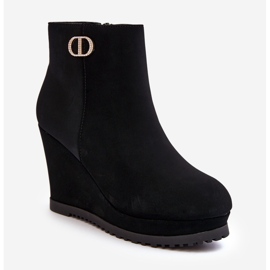 WJ2 Women's Wedge Ankle Boots With Small Decoration, Black Bertolina 1