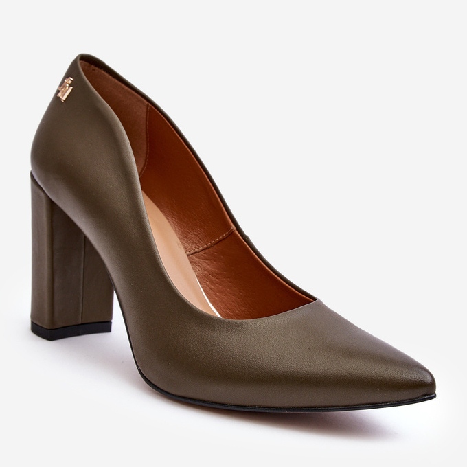 Leather pumps on a high heel Laura Messi 2624/227 Dark green 1 Leather pumps on a high heel Laura Messi 2624/227 Dark green 1