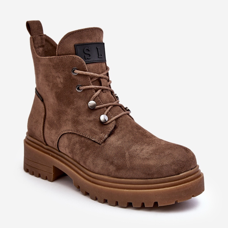 Sergio Leone Women's Low Warm Boots With Zipper, Dark Beige Cameronia 1