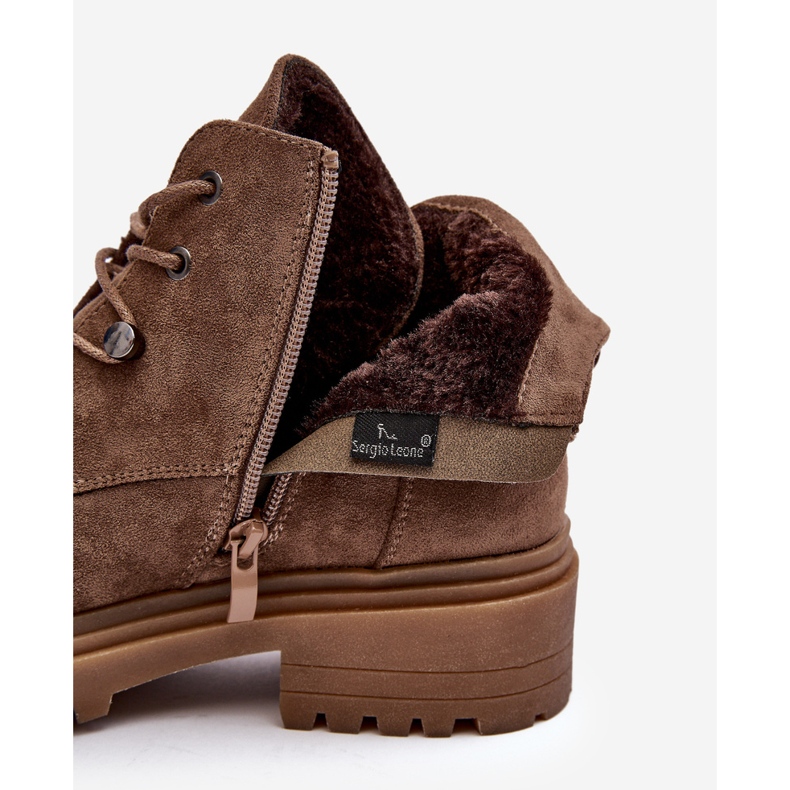 Sergio Leone Women's Low Warm Boots With Zipper, Dark Beige Cameronia 2