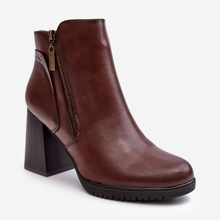 Sergio Leone Women's High Heel Ankle Boots With Zippers, Brown Ryelle 1 Sergio Leone Women's High Heel Ankle Boots With Zippers, Brown Ryelle 1