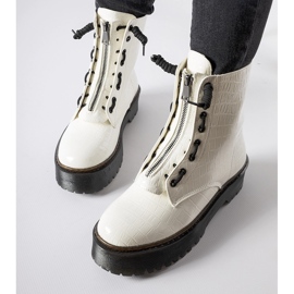 Inna White platform ankle boots with Ascea embossing 1