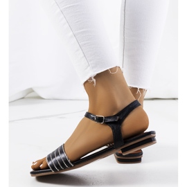 Black sandals with Sudbury cubic zirconia 2