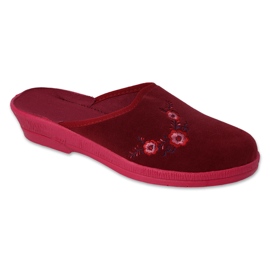 Befado women's slippers with flowers pu 219D480 burgundy red 1