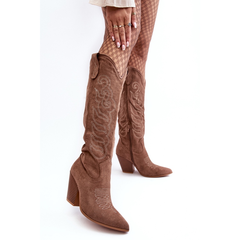WS1 Women's Cowboy Boots with High Heels, Dark Beige Tomani 1 WS1 Women's Cowboy Boots with High Heels, Dark Beige Tomani 1