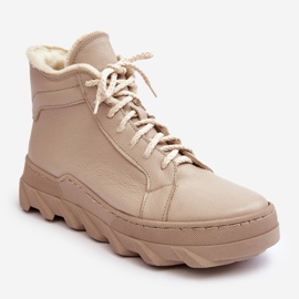 Women's Insulated Leather Boots on the Beige Platform Lemar Jevette 1