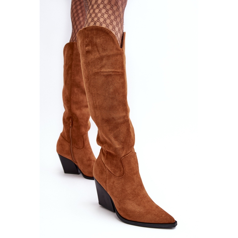 Fashionable Suede Camel Delia Cowboy Boots brown 2 Fashionable Suede Camel Delia Cowboy Boots brown 2