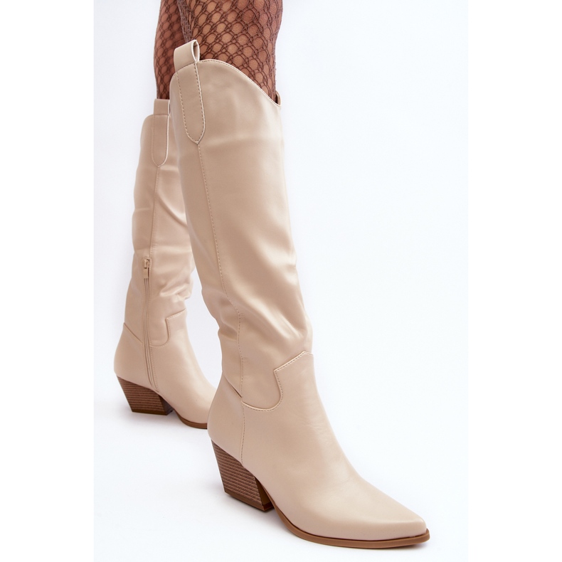 WJ2 Women's Light Beige Cowboy Boots by Kaspella 2