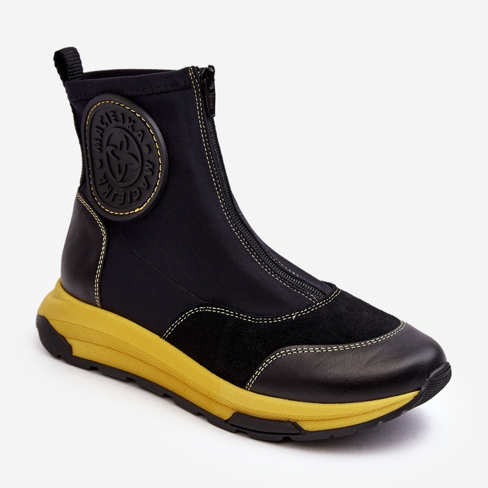 Women's Leather Ankle Boots With Zipper Maciejka 06297-01 Black 1