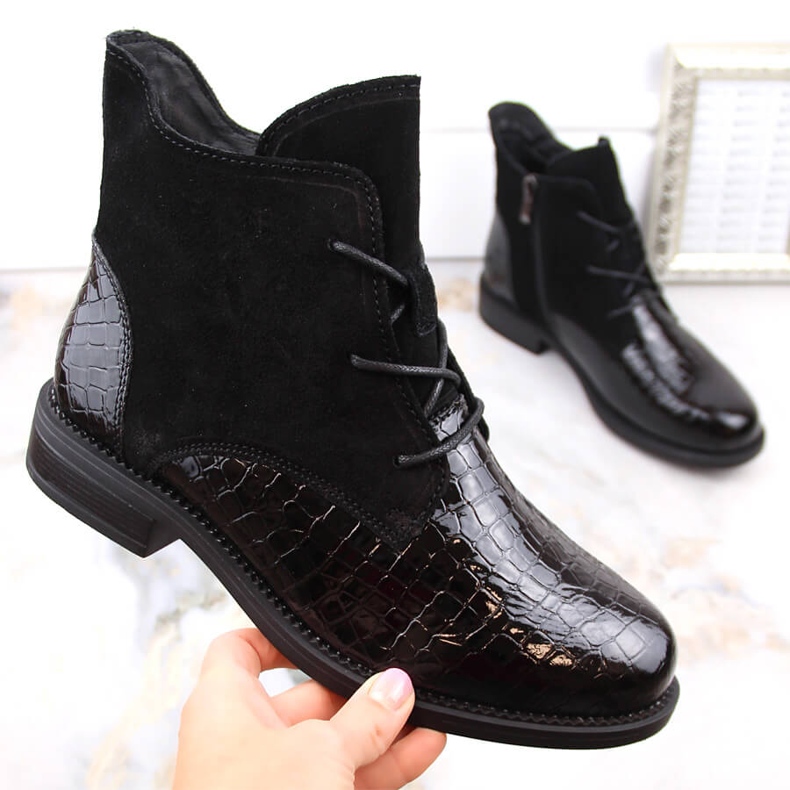 Leather patent suede insulated black boots T.Sokolski 722 1 Leather patent suede insulated black boots T.Sokolski 722 1