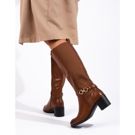 Shelovet brown low-heeled boots 1