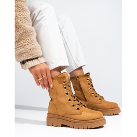 Shelovet women's camel suede workers brown 1