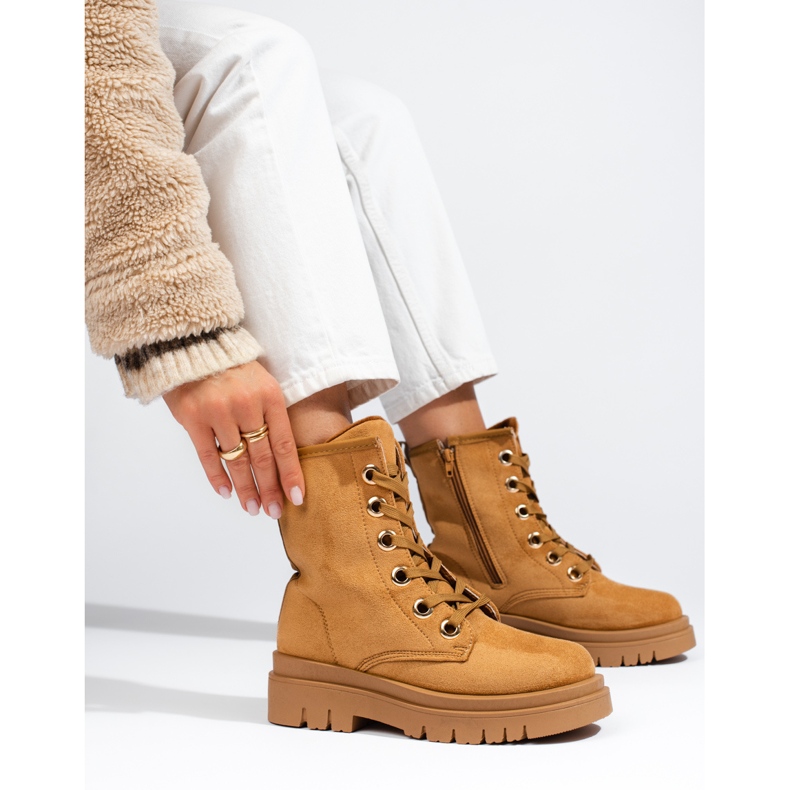 Shelovet women's camel suede workers brown 1