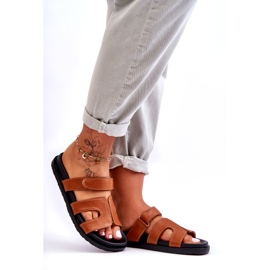 Joia Leather Classic Women's Flip Flops With Velcro, Brown 1 Joia Leather Classic Women's Flip Flops With Velcro, Brown 1