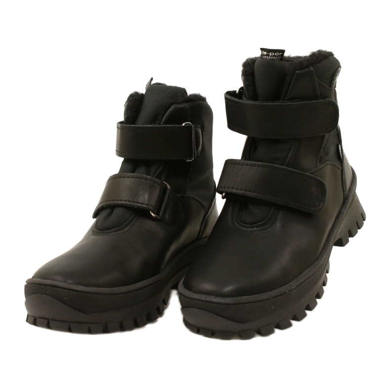 Leather snow boots waterproof boots Te-Por Mazurek 1351-pitted heart black 3