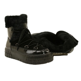 Filippo women's snow boots with fur, black lacquered fur 8