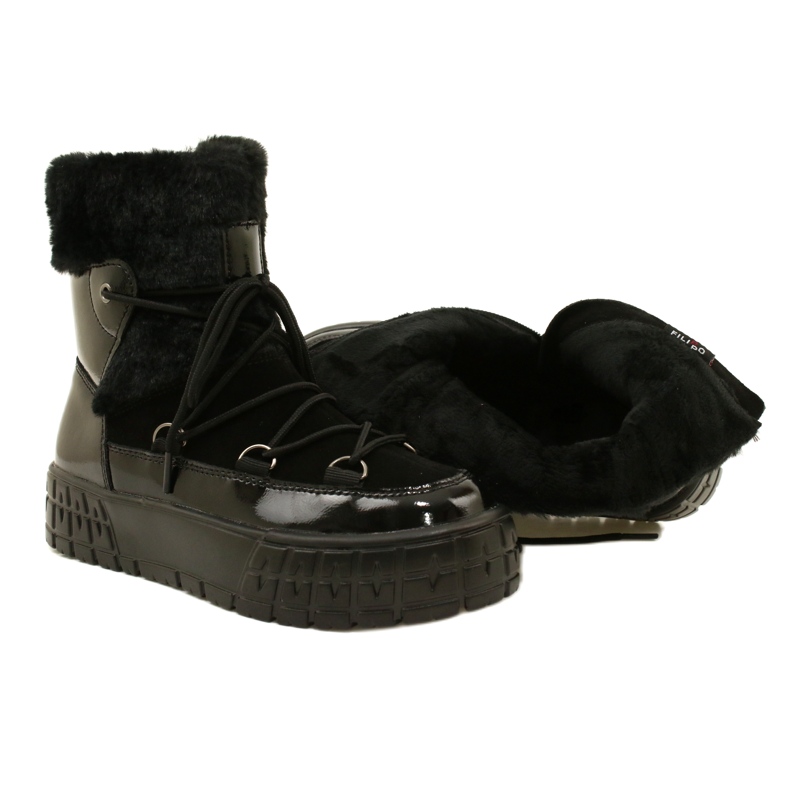 Filippo women's snow boots with fur, black lacquered fur 8 Filippo women's snow boots with fur, black lacquered fur 8