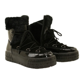 Filippo women's snow boots with fur, black lacquered fur 9