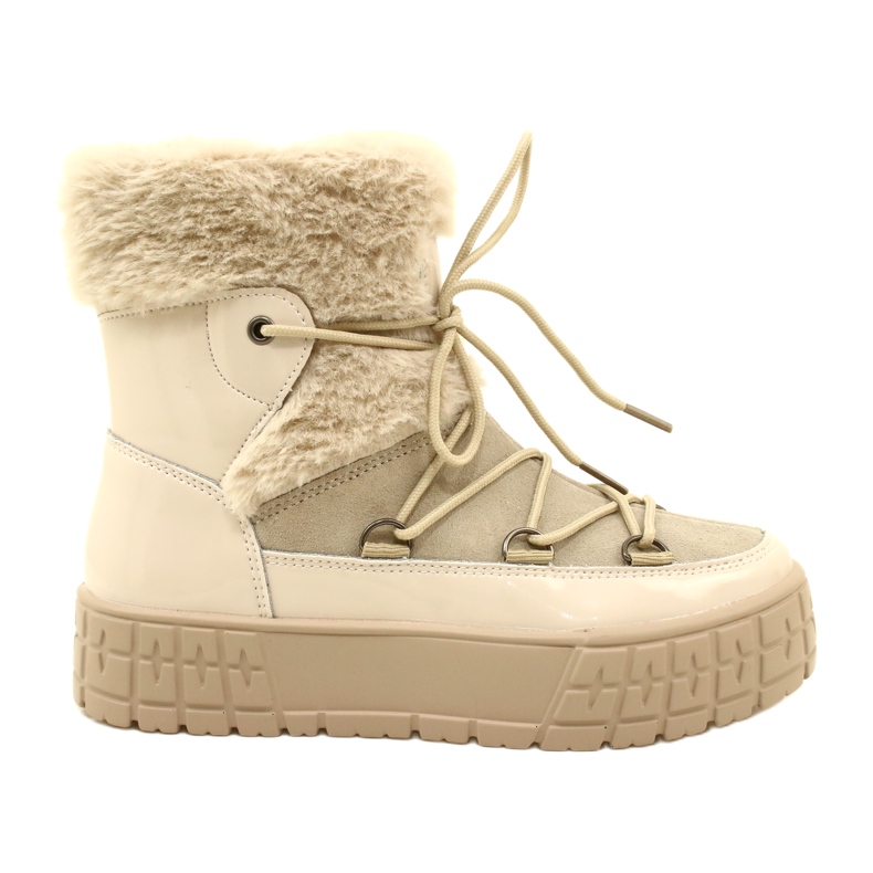 Filippo snow boots with fur varnished beige fur 4