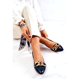 Alberto Violli Leather Patent Snake Ballerina Shoes with a Chain, Green 4