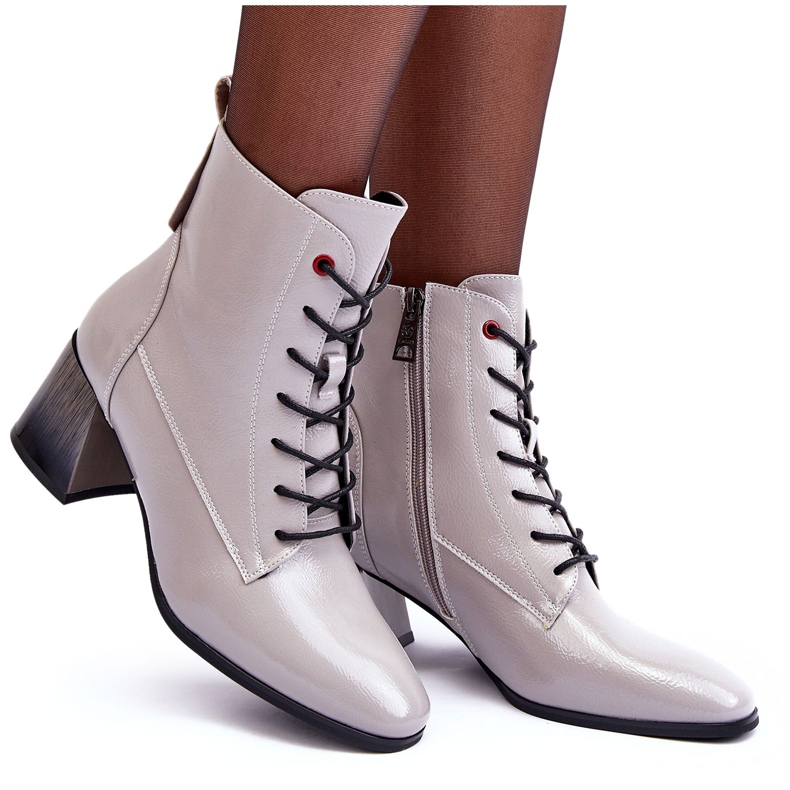 Vinceza Gray patent ankle boots grey 4