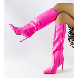 Inna Light pink neon high heel boots from Jaylin 1