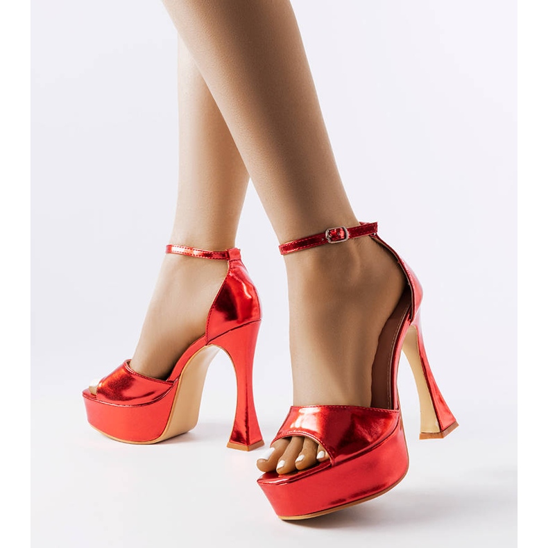 Red lacquer high sandals from Illinois 1
