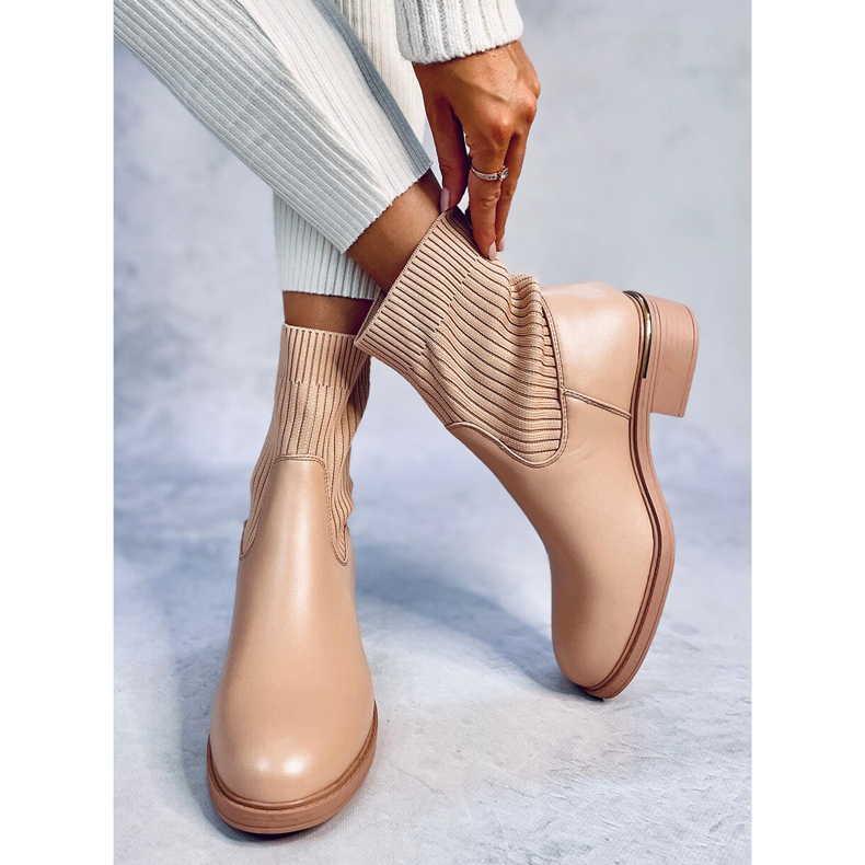 Sendi Nude sock upper ankle boots beige 1