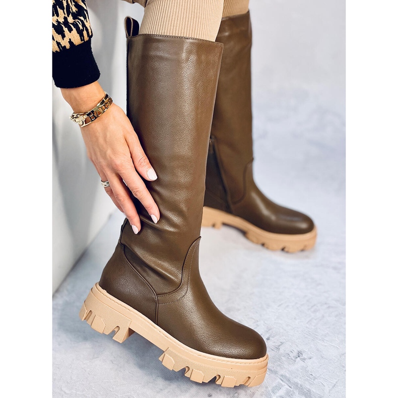 Hewes Army Green chunky boots 1