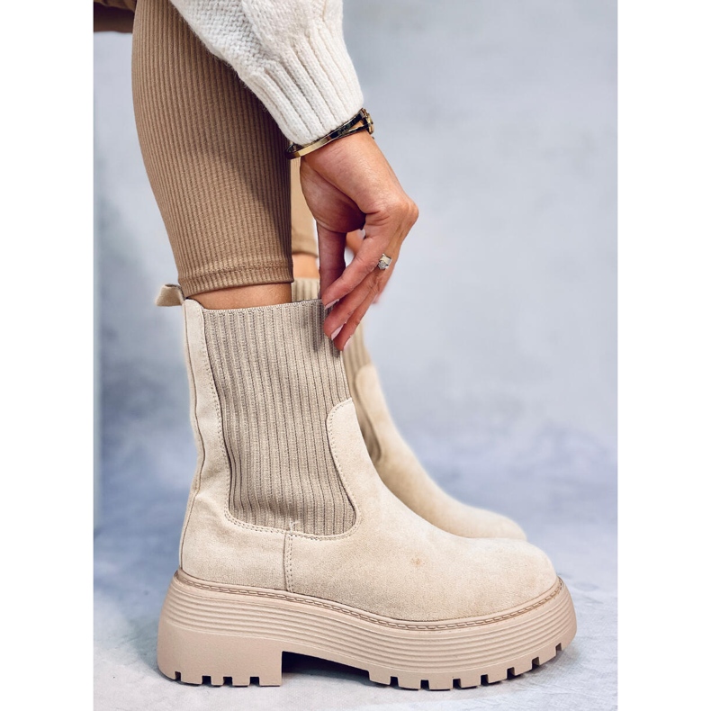 Winters Beige elastic ankle boots 1