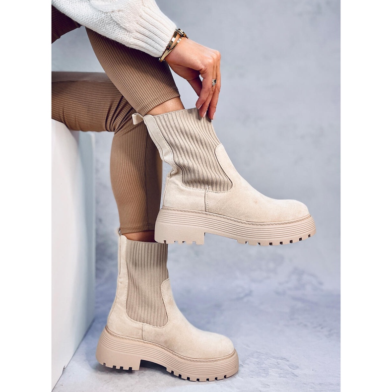 Winters Beige elastic ankle boots 2