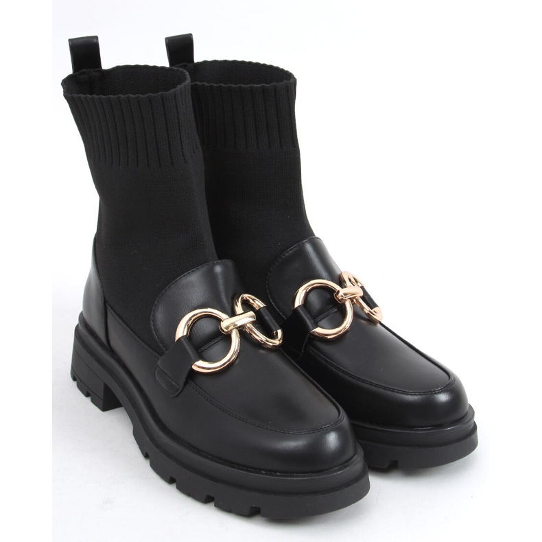 Tone Black sock upper ankle boots 2