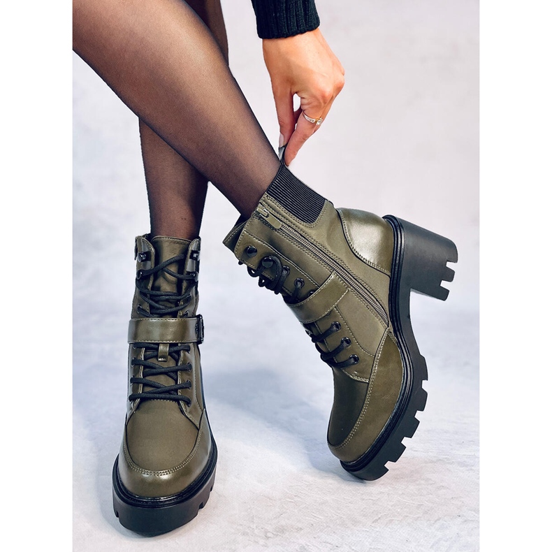 Lace-up high-heeled boots Brooks DK.GREEN 1
