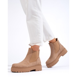 Women's beige suede Shelovet Chelsea boots 1