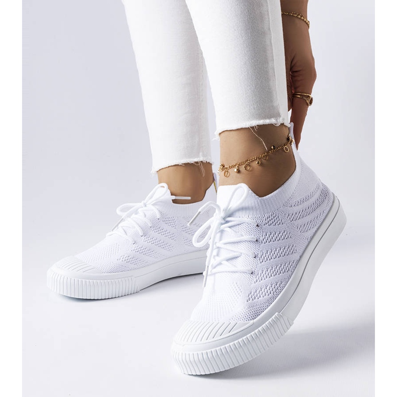 White sneakers made of stretch fabric from Polaire 1