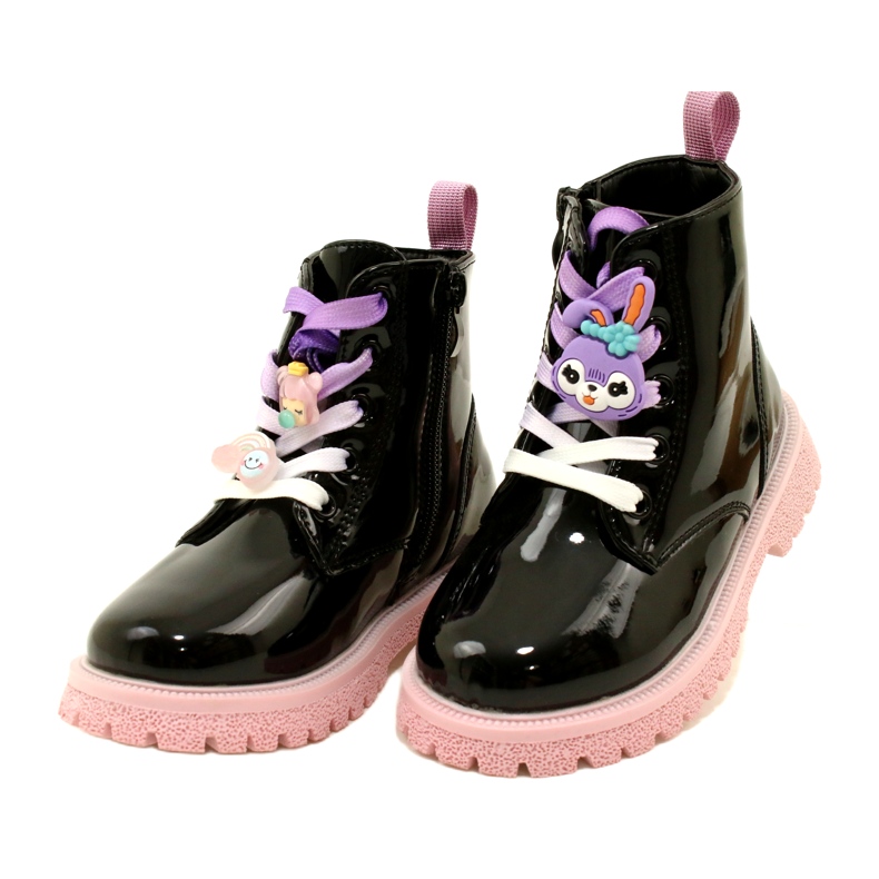 Lacquered Boots With Decorative Clips Miss 23DZ23-6582 black 1