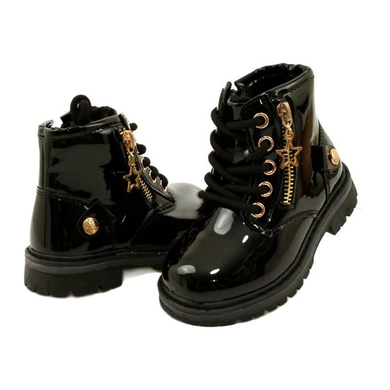 Miss Girls' patent leather boots, star 23DZ23-6593, black 3 Miss Girls' patent leather boots, star 23DZ23-6593, black 3