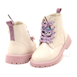 Lacquered Boots With Decorative Cufflinks Miss 23DZ23-6582 beige 3